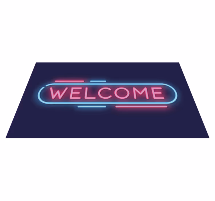 Alfombra vinílica recibidor letrero de neón de bienvenida - TenVinilo