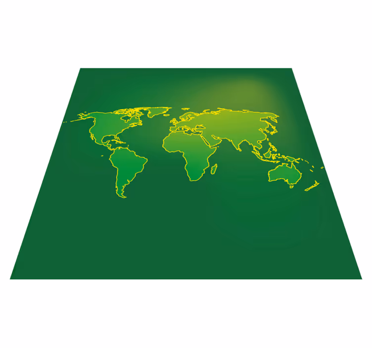 Alfombra vinílica mapamundi esquema del mundo verde - TenVinilo