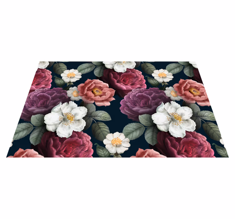 Alfombra vinilo cocina Rosas blancas y rojas - TenVinilo