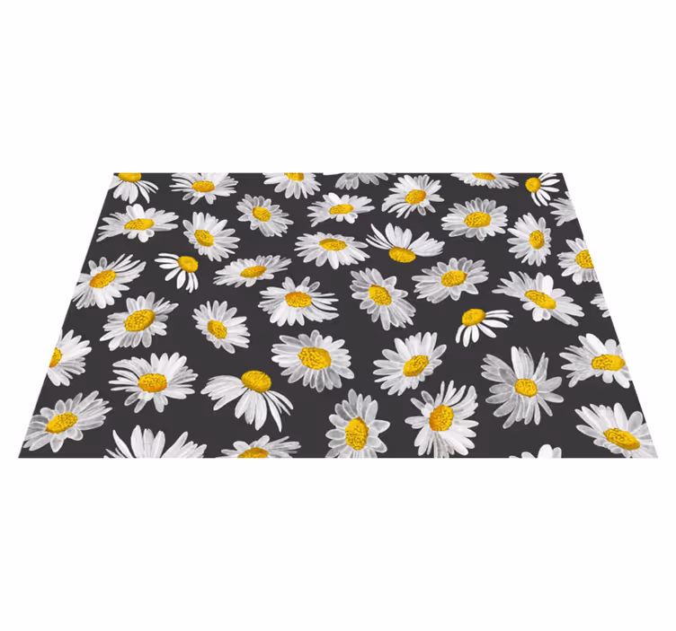 Alfombra vinílica flores motivo de margarita gris - TenVinilo