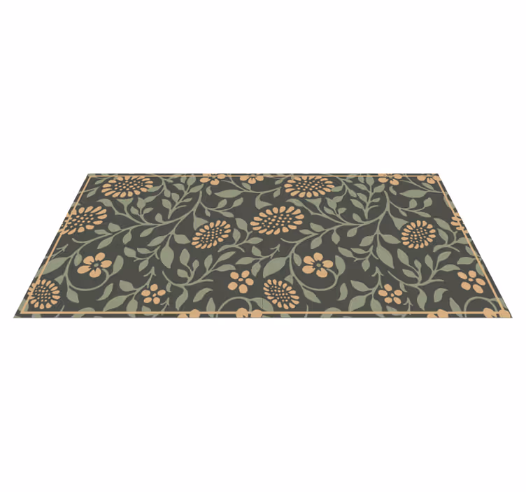 Alfombra vinílica flores patrón de girasol verde - TenVinilo