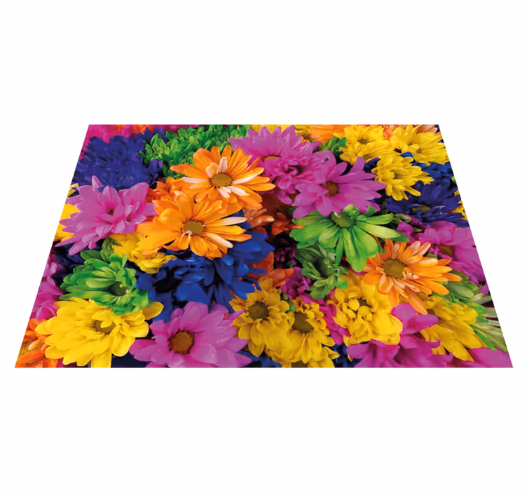 Alfombra vinílica dormitorio Flores de margarita multicolor - TenVinilo