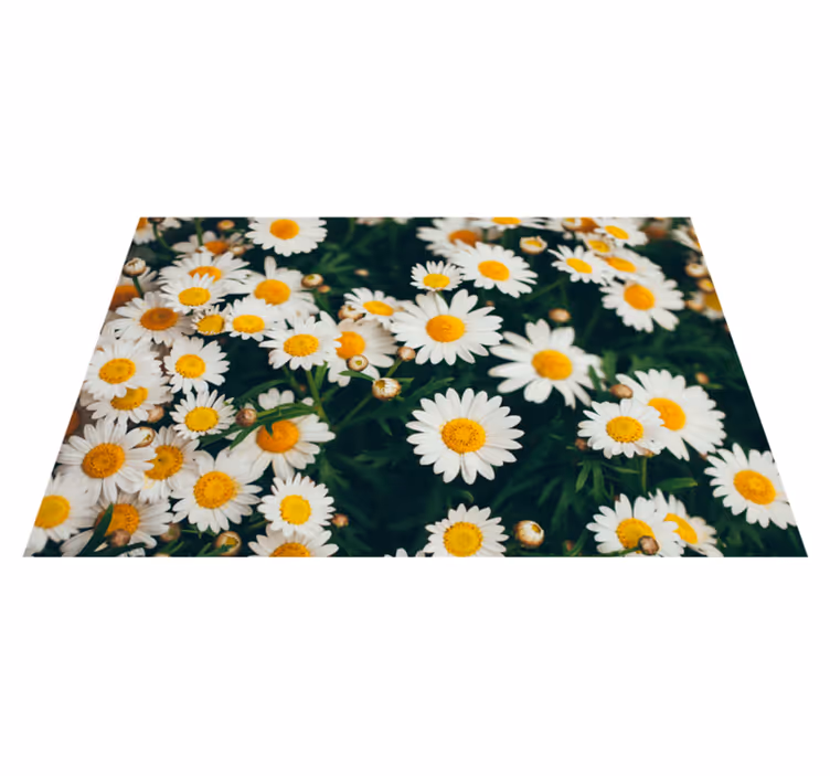 Alfombra vinilo recibidor Pequeñas flores blancas y pasto - TenVinilo
