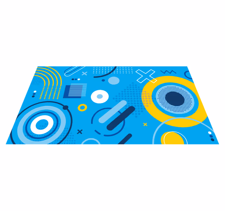 Alfombra vinílica geométrica motivo moderno azul - TenVinilo