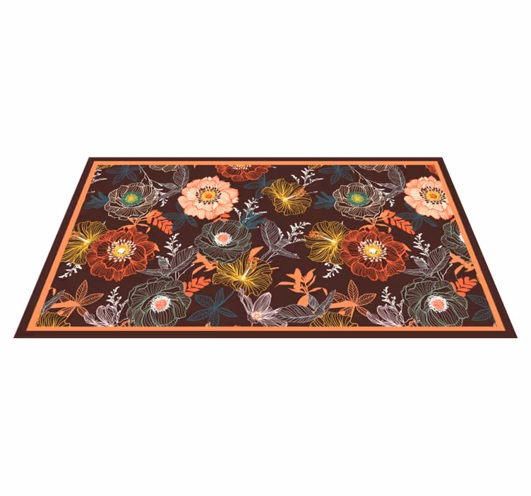 Alfombra vinílica flores diseño vintage de explosión - TenVinilo