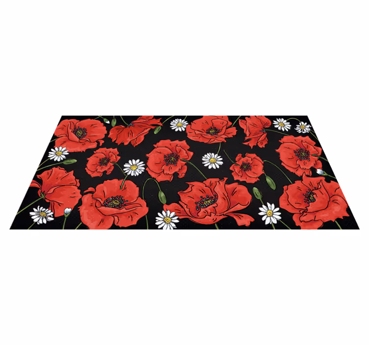 Alfombra vinílica flores ilustración floral vibrante - TenVinilo