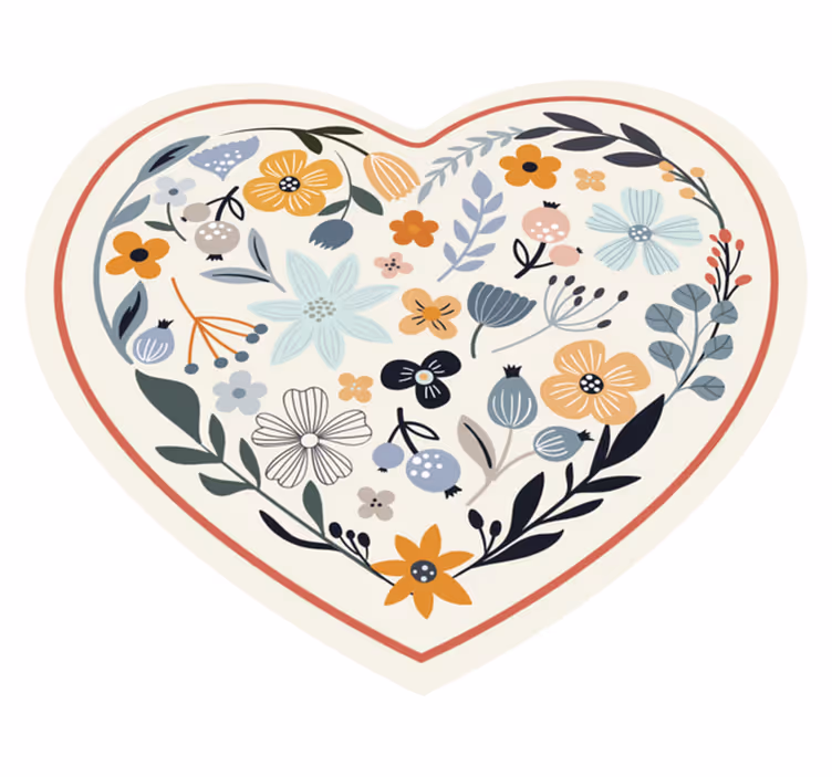 Alfombra vinílica flores arreglo floral de corazón - TenVinilo