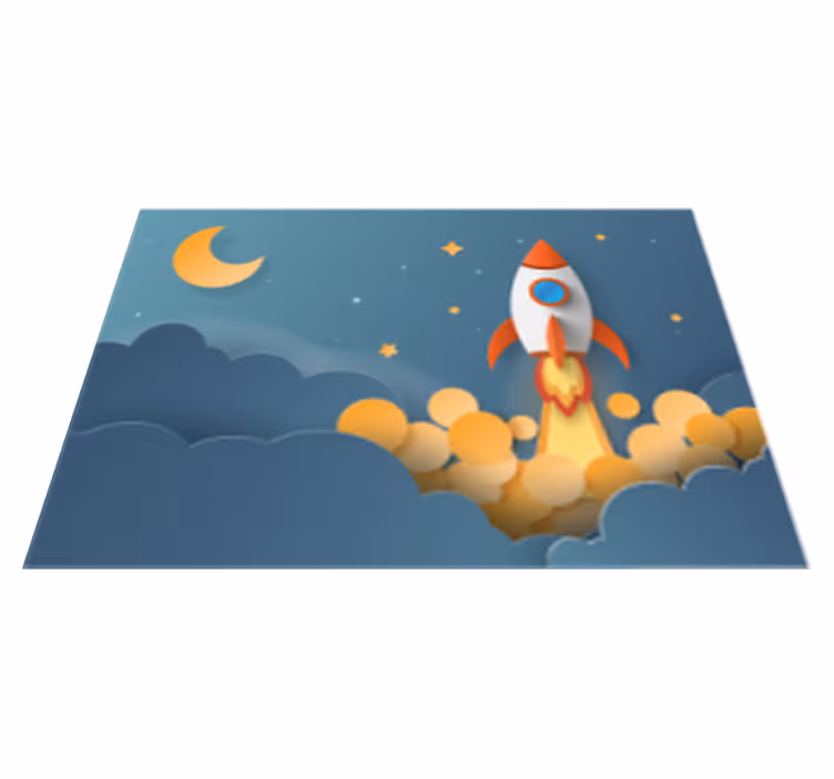 Alfombra vinílica de estrellas Dibujos animados de lanzamiento de - TenVinilo