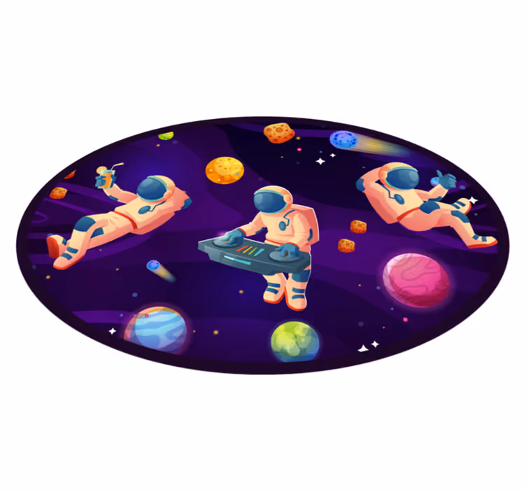 Alfombra vinílica de estrellas diseño fiesta astronauta - TenVinilo