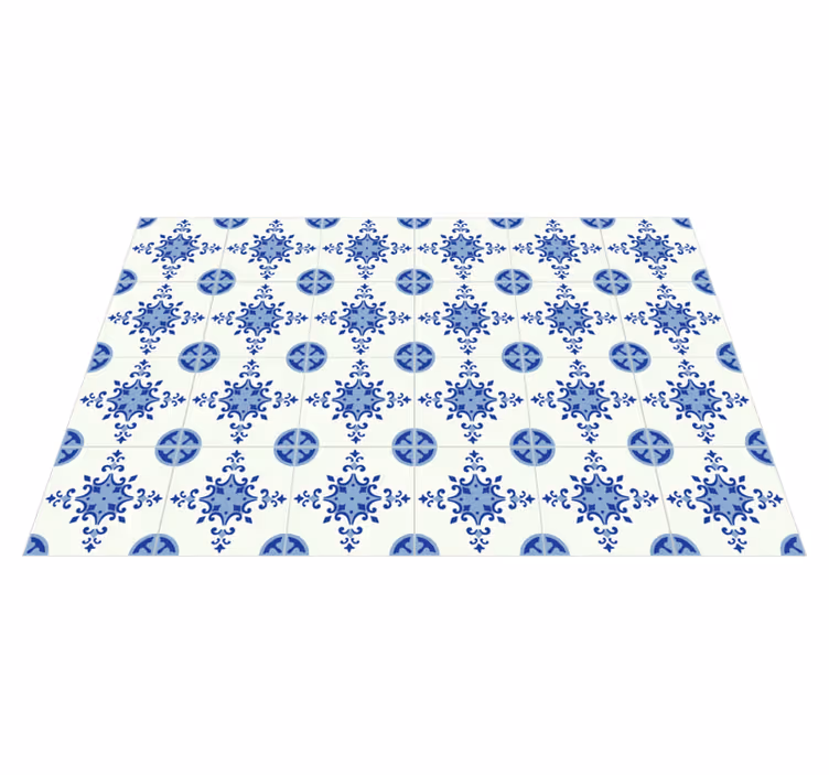 Alfombra vinílica hidráulica arreglo de flores azules - TenVinilo