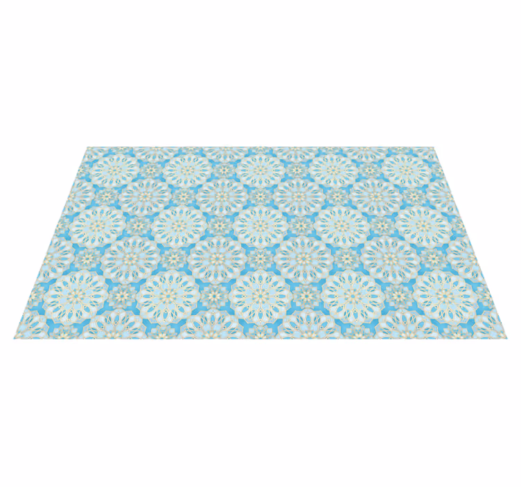 Alfombras vinílicas modernas Mandala azulejos azules - TenVinilo