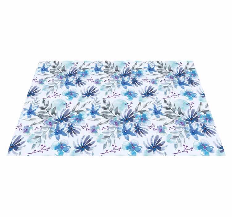 Alfombra vinílica flores elegante motivo azul - TenVinilo