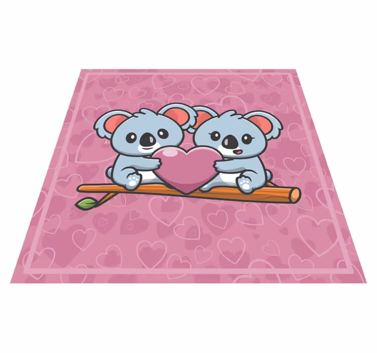 Alfombra vinílica infantil corazón de amor de koala - TenVinilo