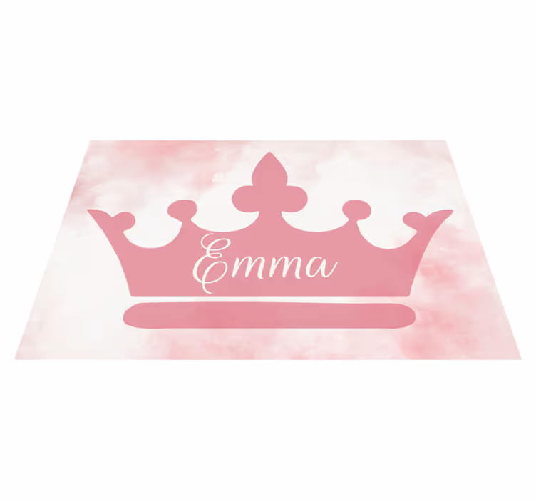 Alfombra vinílica con nombre Corona rosa con nombre - TenVinilo