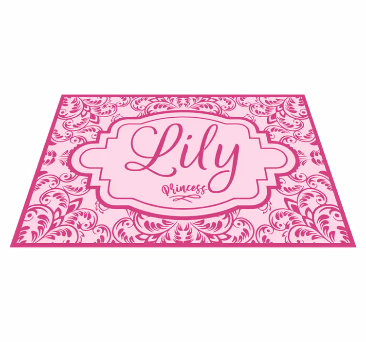 Alfombra vinílica con nombre Nombre personalizable rosa - TenVinilo