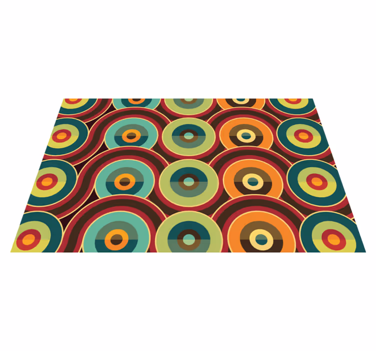 Alfombra vinílica geométrica motivo circular vibrante - TenVinilo