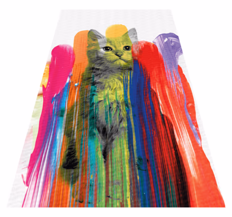 Alfombra vinilo rectangular Pintura de un gato - TenVinilo