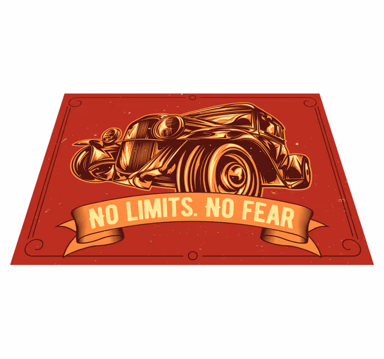 Alfombra vinílica frase ilustración de coche clásico - TenVinilo
