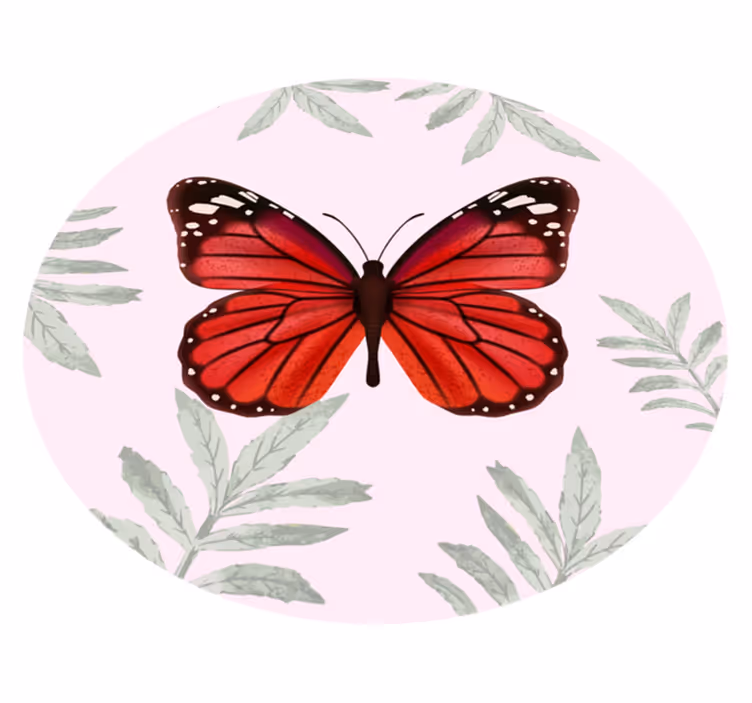 Alfombra vinilo redonda Elegante diseño de mariposa roja - TenVinilo
