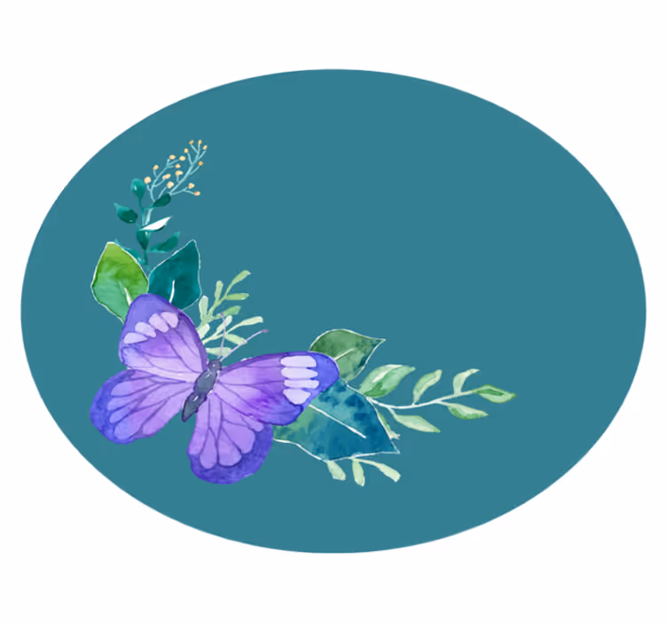 Alfombra vinílica flores motivo botánico de mariposa - TenVinilo