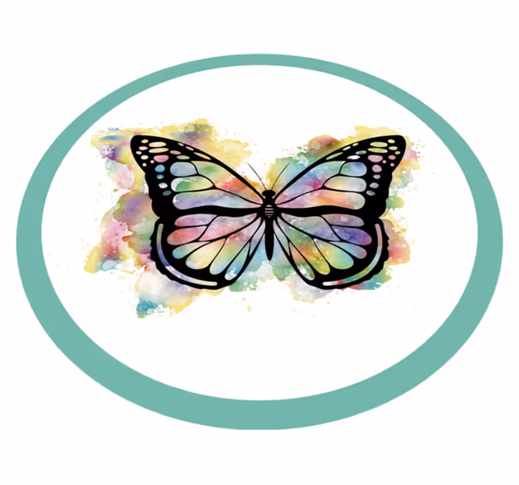 Alfombra vinílica naturaleza arte de mariposas coloridas - TenVinilo