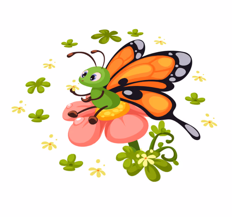 Alfombra vinílica infantil alegría de mariposas coloridas - TenVinilo
