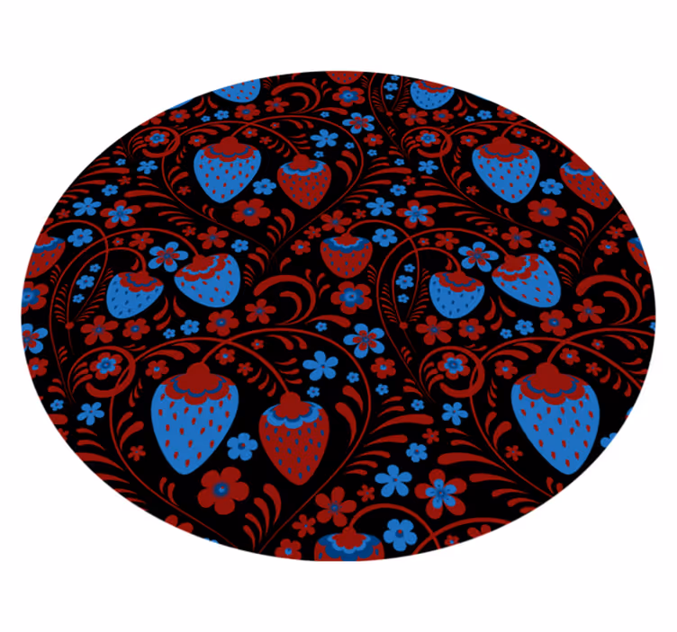 Alfombra de vinilo étnica Fresas florales estilo ruso - TenVinilo