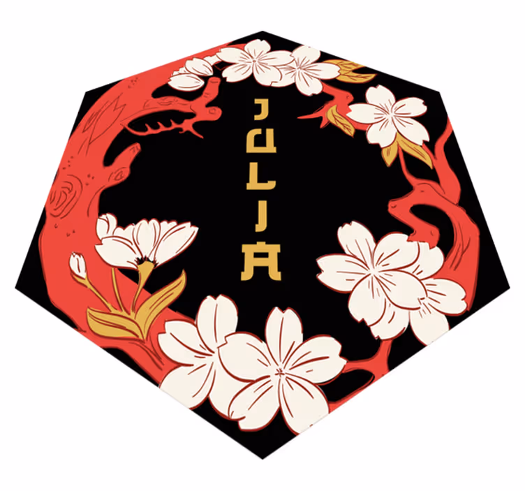 Alfombra vinílica con nombre Rama de sakura con flores y nombre - TenVinilo