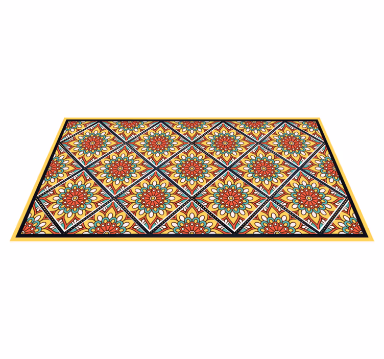 Alfombra vinílica salón Patrón de motivo amarillo étnico - TenVinilo