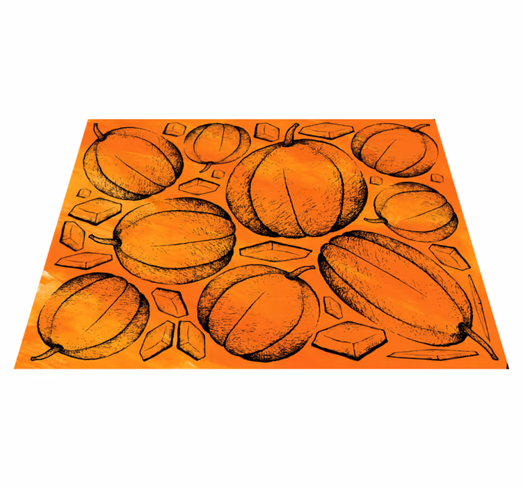 Alfombra vinilo comedor Fruta de calabaza dibujada a mano - TenVinilo