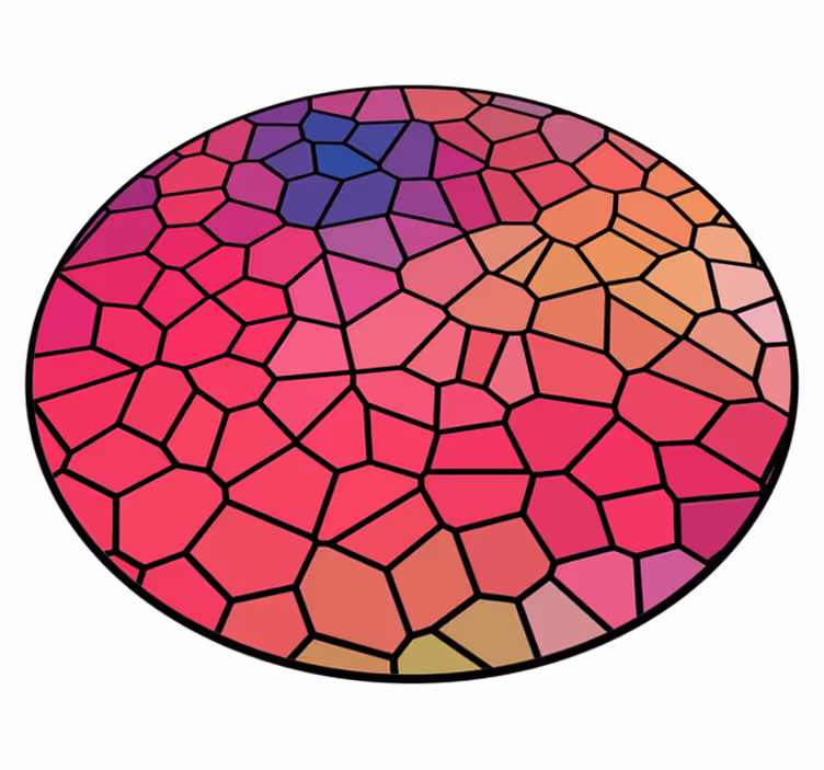 Alfombra vinílica redonda composición de mosaico animado - TenVinilo