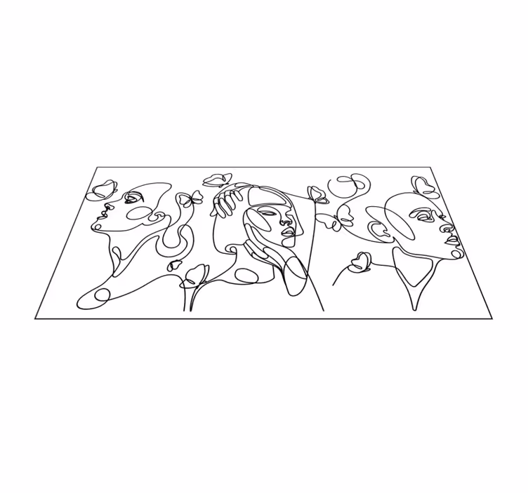 Alfombra vinílica moderna delinear caras de arte - TenVinilo
