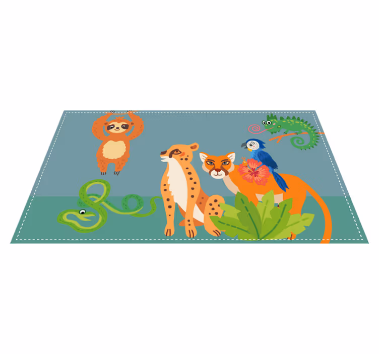 Alfombra vinílica animales jardín de criaturas de la jungla - TenVinilo