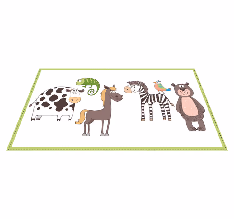Alfombra vinílica infantil lindos amigos animales - TenVinilo