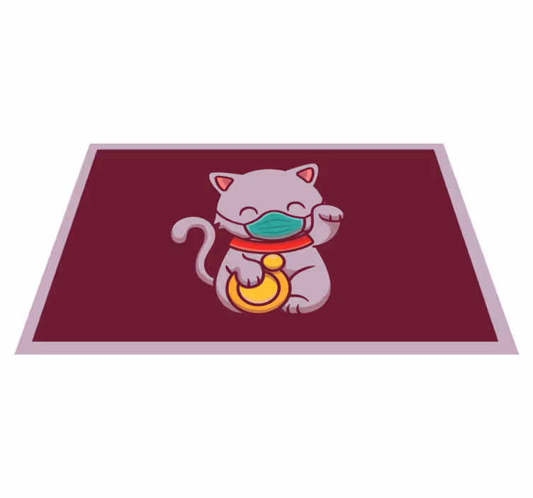Alfombra vinílica animales gato con máscara - TenVinilo