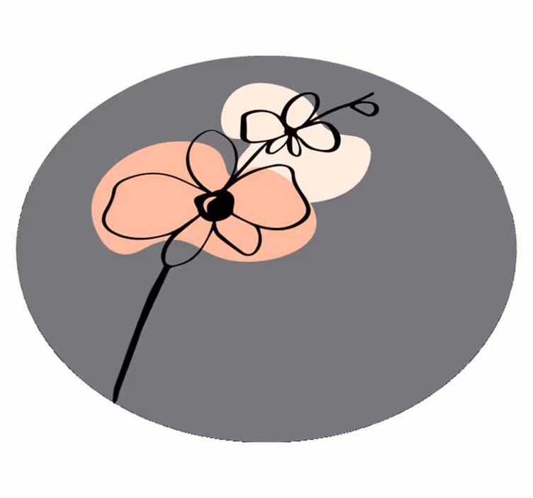 Alfombra vinílica flores diseño gris minimalista y elegante - TenVinilo
