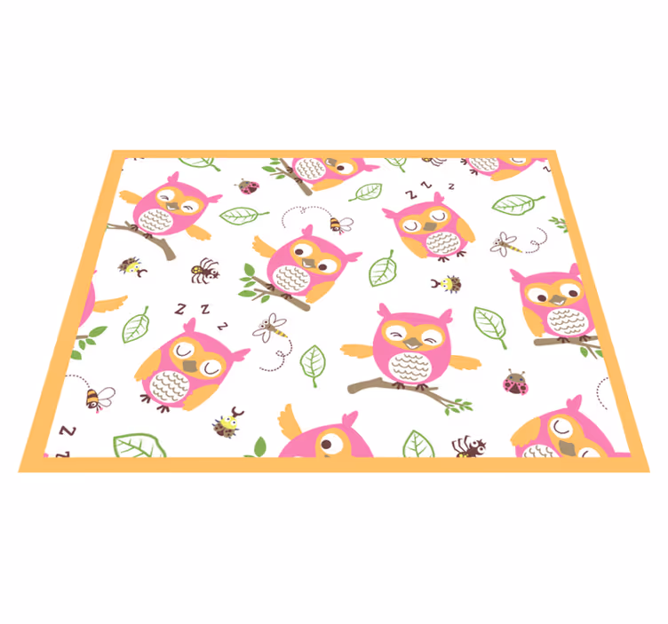 Alfombra vinílica bebé lindo patrón de búho - TenVinilo