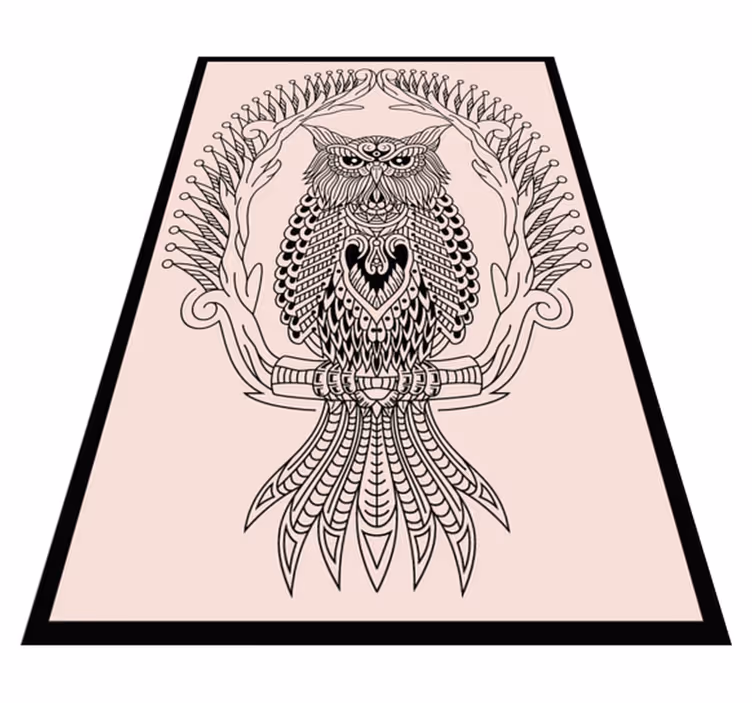 Alfombra vinílica animales diseño de mandala de búho - TenVinilo