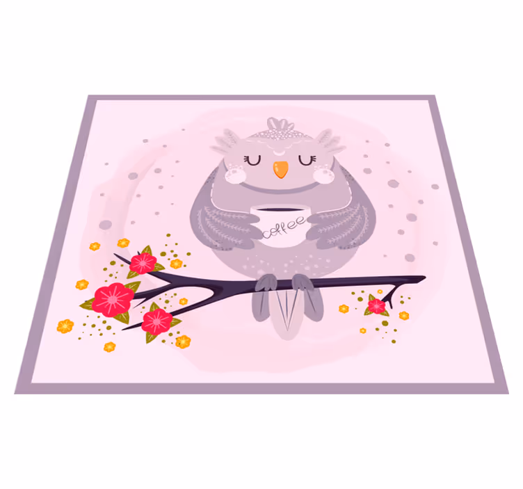 Alfombra vinílica animales gráfico de búho encantador - TenVinilo