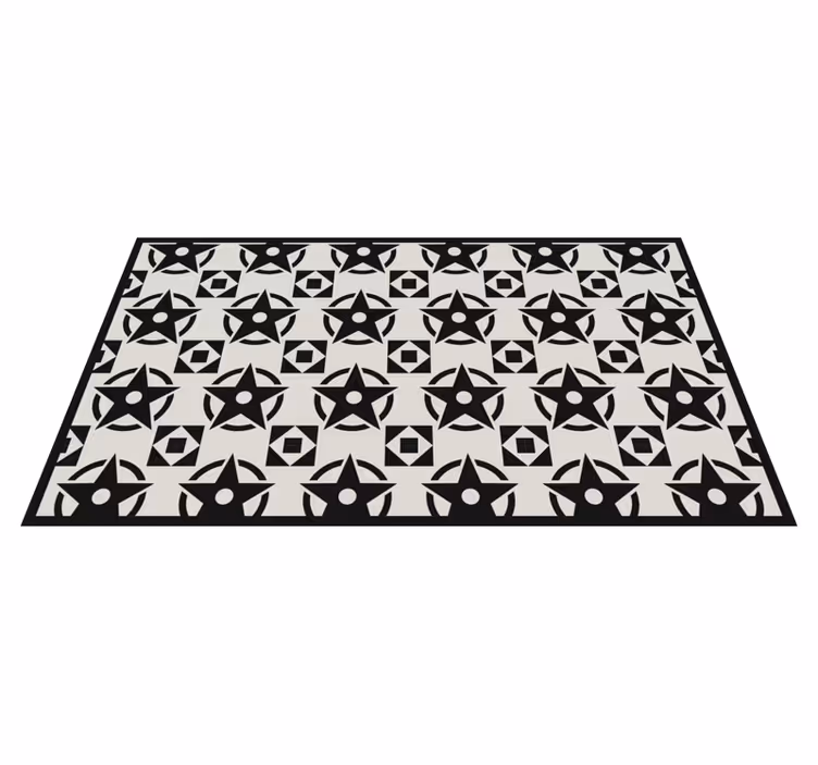 Alfombra vinílica hidráulica Fondo blanco con estrella negra - TenVinilo