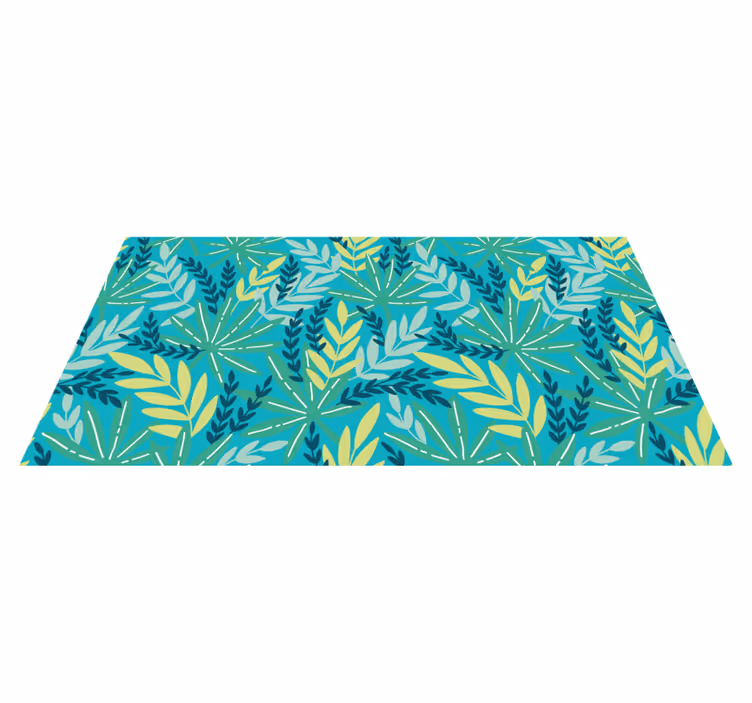 Alfombra vinílica flores Patrón tropical azul - TenVinilo