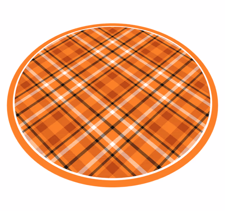 Alfombra vinilo redonda Cuadrados estampados de color naranja con - TenVinilo