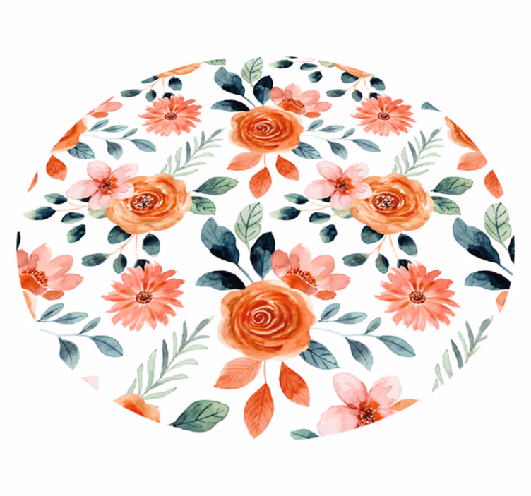 Alfombra vinílica recibidor círculo floral en flor - TenVinilo