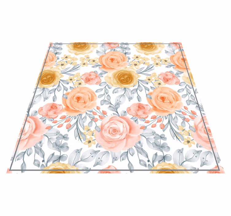 Alfombra vinílica flores tonos rosa floral - TenVinilo