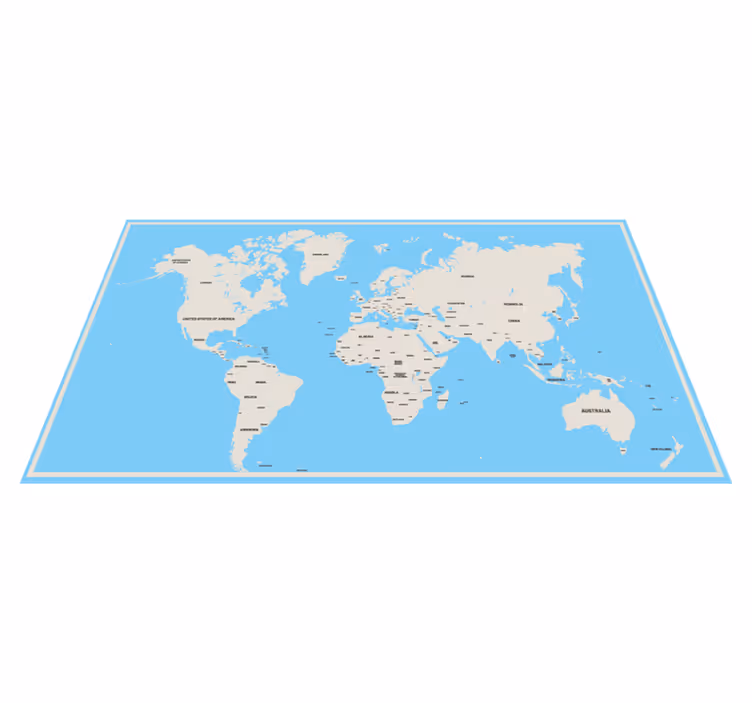 Alfombra vinílica mapamundi diseño simple global - TenVinilo