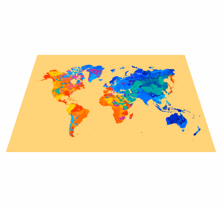 Alfombra vinílica mapamundi mapa mundi brillante - TenVinilo