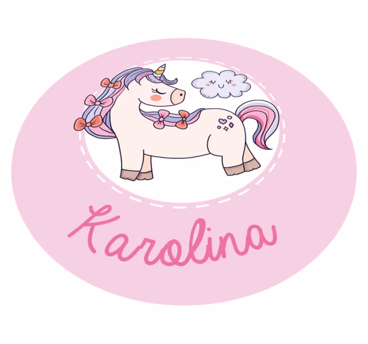 Alfombra vinílica personalizable Unicornio rosa con nombre - TenVinilo