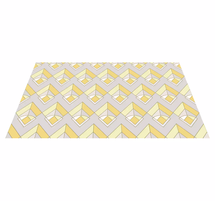 Alfombra vinílica geométrica patrón amarillo y gris - TenVinilo