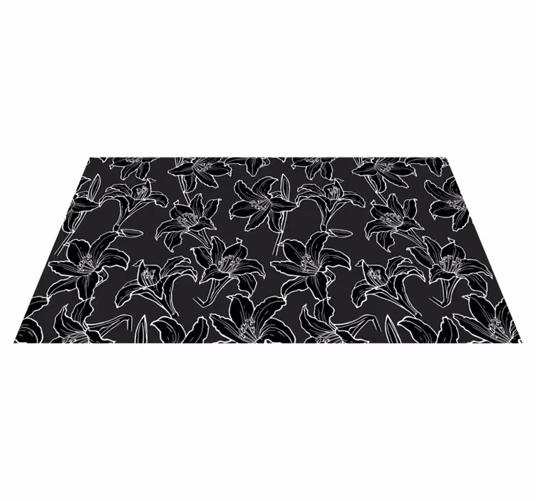 Alfombra vinílica salón Plantas en blanco y negro - TenVinilo