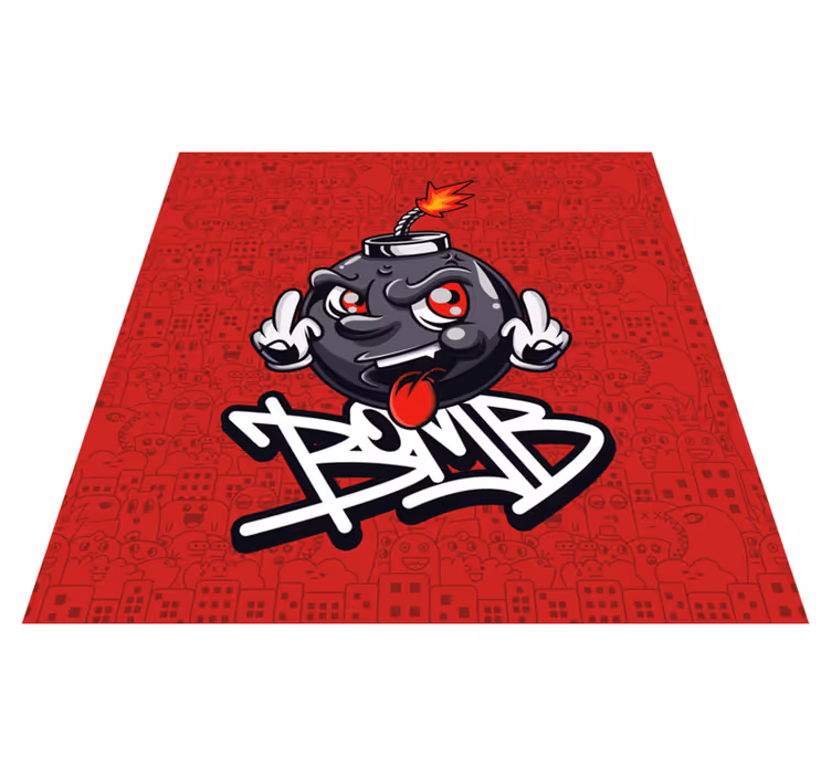 Alfombra vinílica juvenil personaje de bomba caricatura - TenVinilo